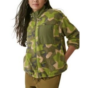 Bass Outdoor Women's Coastal Sherpa Zip-up Camo Jacket green Fleece Warm Small
